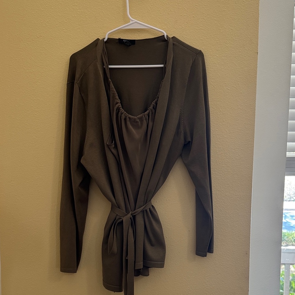Alfani Tan Silk Blend Blouse